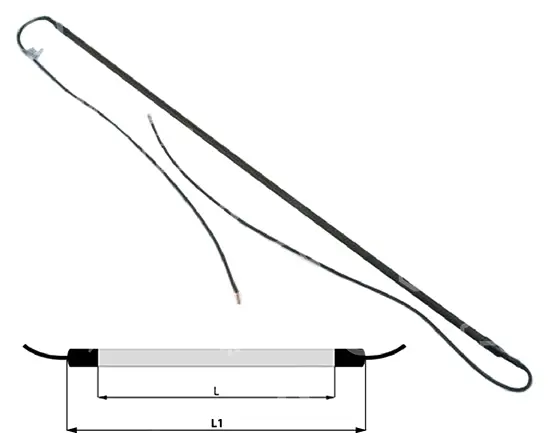 těleso topné 450 W, 230 V, d=8,5 mm, L=1360 mm